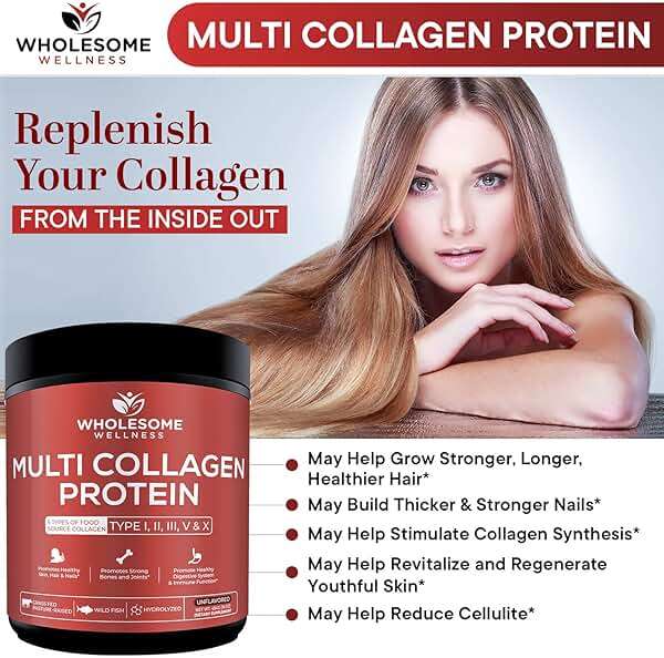 Wholesome Wellness Premium Multi Collagen Peptides Powder for Women and Men | 5 Types of Hydrolyzed Collagen | Grass-Fed, Non-GMO & Unflavored | Pure Protein for Youthful Skin & Joint Recovery - Image 7