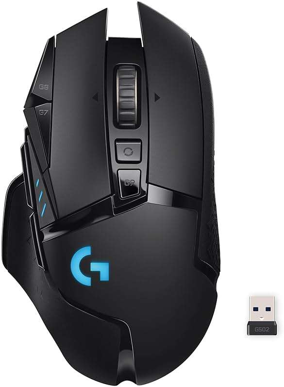 Logitech G502 Lightspeed Wireless Gaming Mouse with Hero 25K Sensor, PowerPlay Compatible, Tunable Weights and Lightsync RGB - Black - Image 1