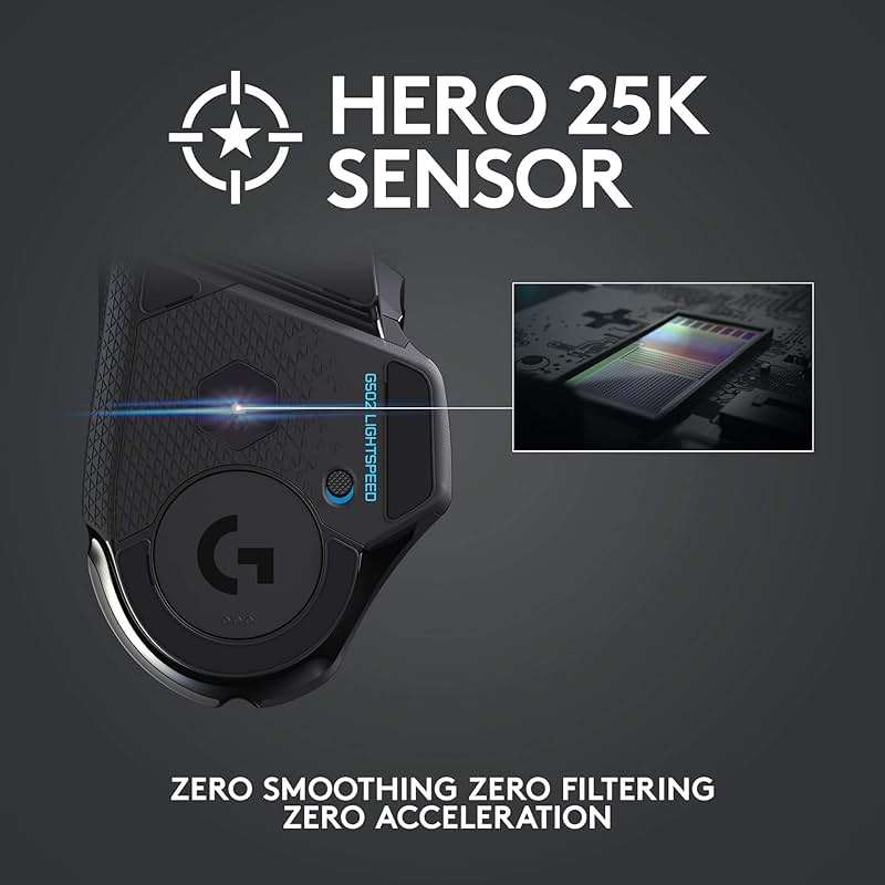 Logitech G502 Lightspeed Wireless Gaming Mouse with Hero 25K Sensor, PowerPlay Compatible, Tunable Weights and Lightsync RGB - Black - Image 3
