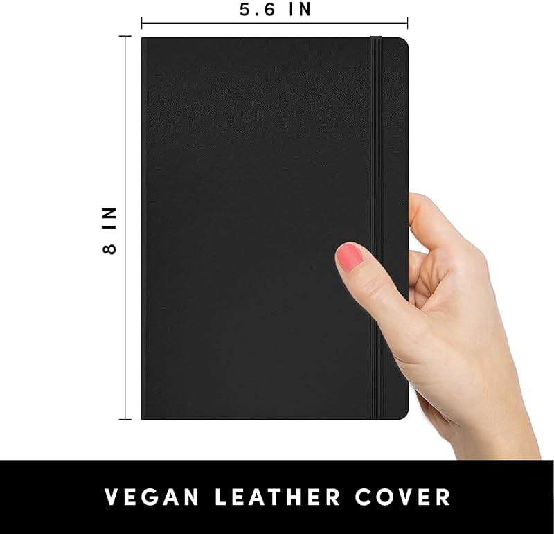 PAPERAGE Lined Journal Notebook, (Black), 160 Pages, Medium 5.6 in x 8 in - 100 GSM Thick Paper – Hardcover Journaling Notebook for Work, School & Note Taking - Image 4