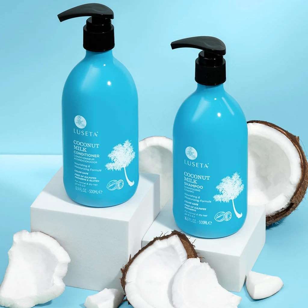 Luseta Coconut Oil Shampoo and Conditioner Set – with Argan, Avocado & Almond Oil – Moisturizing, Frizz Control & Split End Repair Sulfate Free, Color Safe for All Hair Types 16.9oz*2 - Image 6