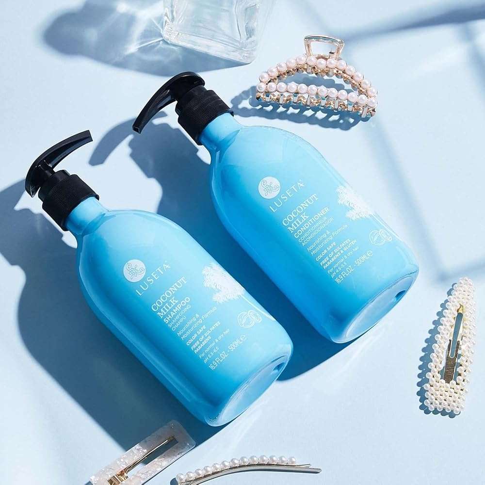 Luseta Coconut Oil Shampoo and Conditioner Set – with Argan, Avocado & Almond Oil – Moisturizing, Frizz Control & Split End Repair Sulfate Free, Color Safe for All Hair Types 16.9oz*2 - Image 8