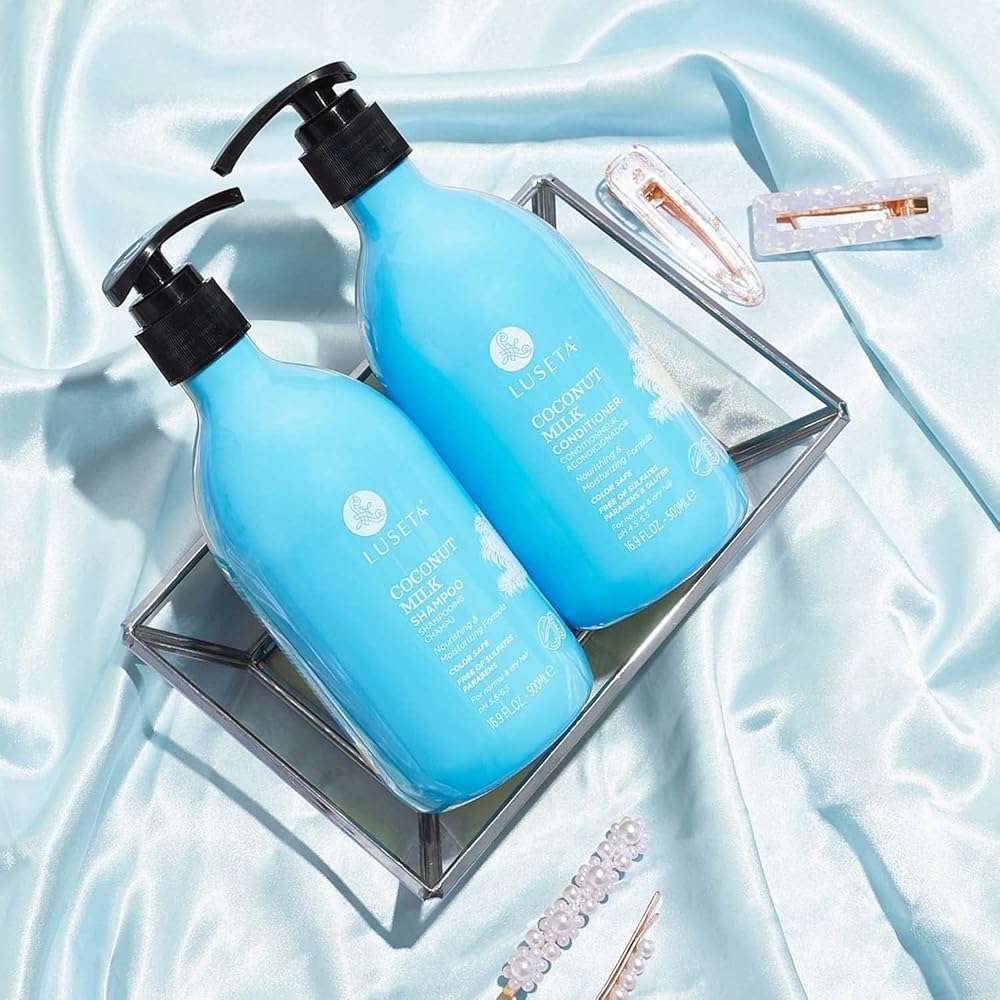 Luseta Coconut Oil Shampoo and Conditioner Set – with Argan, Avocado & Almond Oil – Moisturizing, Frizz Control & Split End Repair Sulfate Free, Color Safe for All Hair Types 16.9oz*2 - Image 9
