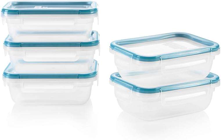 Snapware Plastic Total Solution 5-Pack (3-Cup) Food Storage Containers Set, Leakproof & Airtight Plastic Locking Lids Rectangular Tupperware, Non-Toxic BPA-Free Lids, Microwave Dishwasher Freezer Safe - Image 1