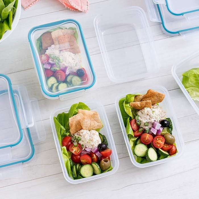 Snapware Plastic Total Solution 5-Pack (3-Cup) Food Storage Containers Set, Leakproof & Airtight Plastic Locking Lids Rectangular Tupperware, Non-Toxic BPA-Free Lids, Microwave Dishwasher Freezer Safe - Image 3