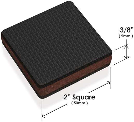 Slipstick GorillaPads CB142 Non-Slip Furniture Pads/Grippers (Set of 8) Furniture Leg Floor Protectors, 2 Inch Square, Black - Image 2