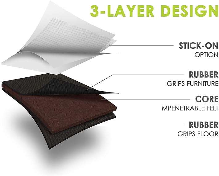 Slipstick GorillaPads CB142 Non-Slip Furniture Pads/Grippers (Set of 8) Furniture Leg Floor Protectors, 2 Inch Square, Black - Image 4