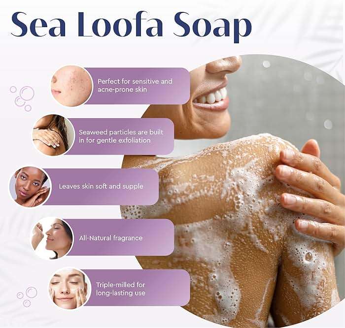 Baudelaire Exfoliating Sea Loofa Soap - Natural Fragrance - Hydrating & Moisturizing Triple-Milled Luxury, 5 oz (Pack of 6) - Image 3