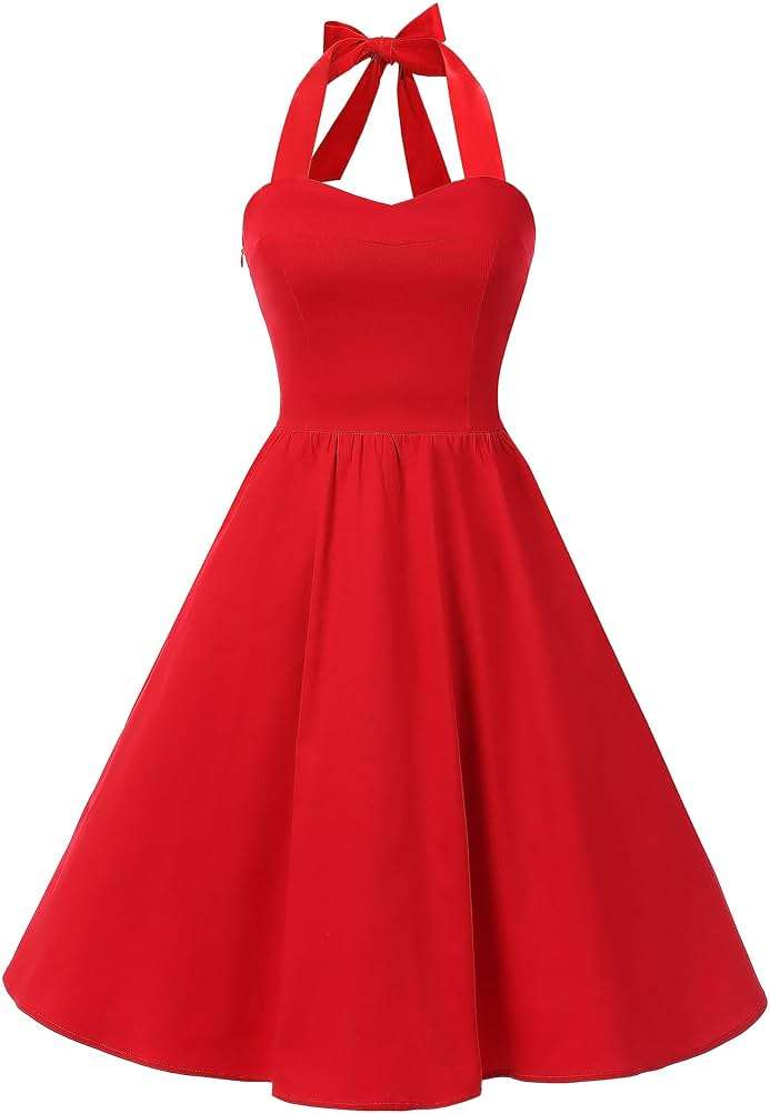 Topdress Women'sVintage Polka Audrey Dress 1950s Halter Retro Cocktail Dress - Image 1