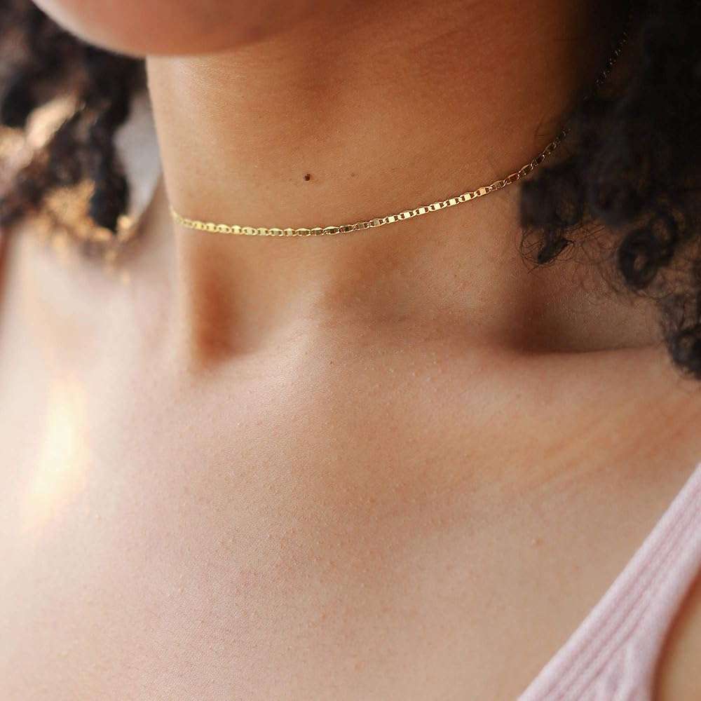 MEVECCO Dainty Gold Chain Choker Necklace 14K Gold Plated Handmade Boho Cute Tiny Beaded Link Choker Necklace Delicate Simple Minimalist Choker Necklace for Women - Image 2