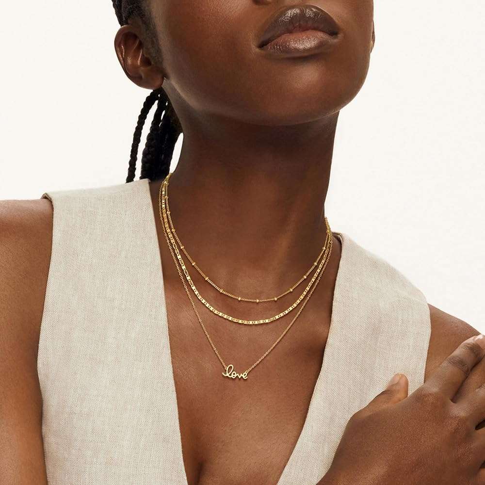 MEVECCO Dainty Gold Chain Choker Necklace 14K Gold Plated Handmade Boho Cute Tiny Beaded Link Choker Necklace Delicate Simple Minimalist Choker Necklace for Women - Image 6