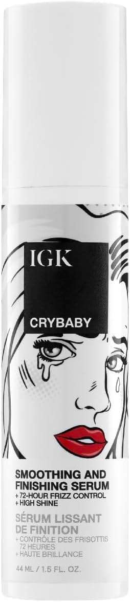 IGK CRYBABY Smoothing & Finishing Serum | High Shine + Frizz Control + Lightweight | Vegan + Cruelty Free | 1.5 Oz - Image 1