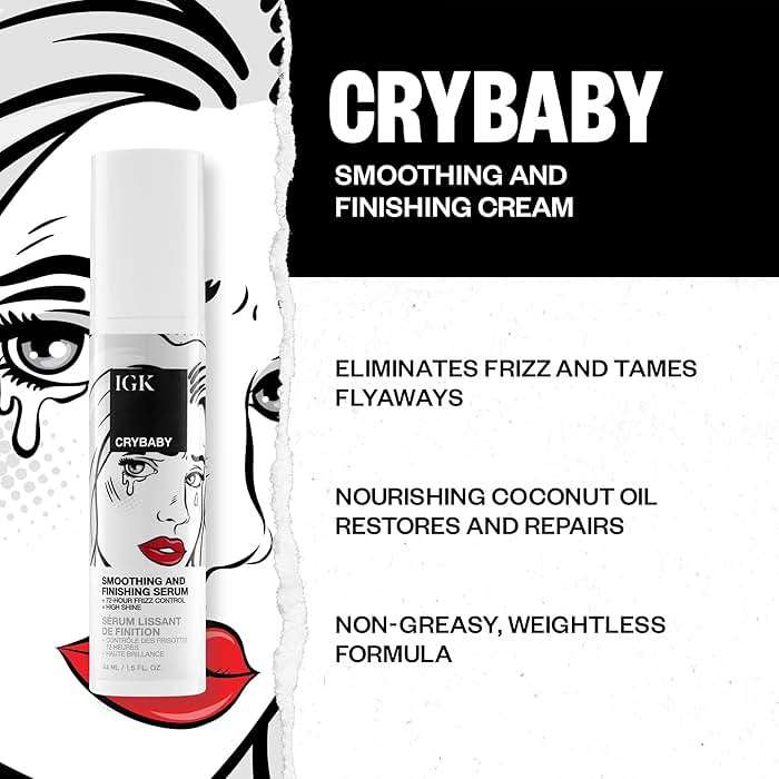 IGK CRYBABY Smoothing & Finishing Serum | High Shine + Frizz Control + Lightweight | Vegan + Cruelty Free | 1.5 Oz - Image 5