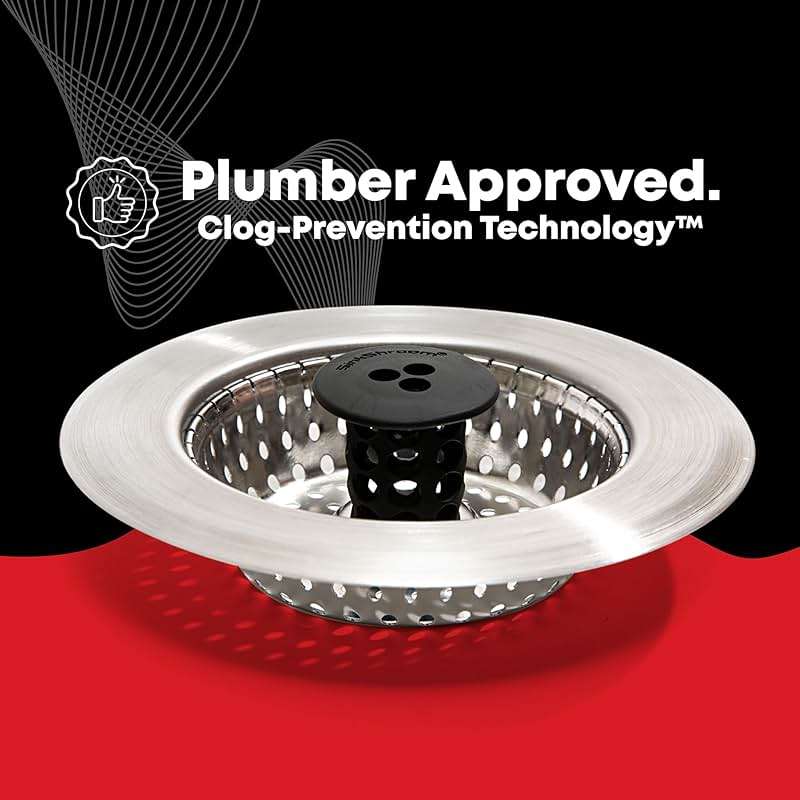 Kitchen SinkShroom Revolutionary Clog-Free Stainless Steel Sink Strainer, Black, 1-(Pack) - Image 9