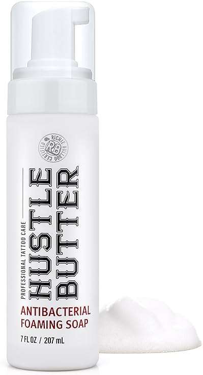 Hustle Bubbles Tattoo Aftercare Tattoo Soap - Dermatologist Tested Cleanser To Clean New Tattoos & Piercings - Essential Body Art Supplies 7oz - Image 1