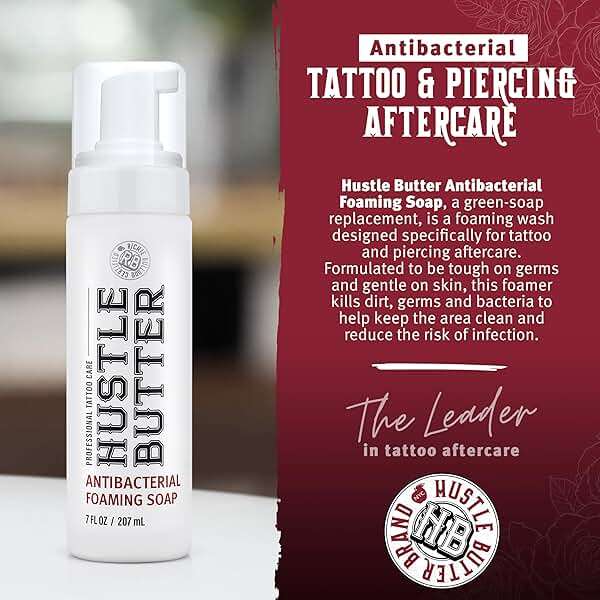 Hustle Bubbles Tattoo Aftercare Tattoo Soap - Dermatologist Tested Cleanser To Clean New Tattoos & Piercings - Essential Body Art Supplies 7oz - Image 2