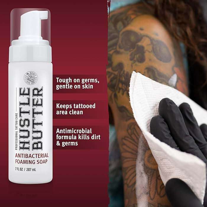 Hustle Bubbles Tattoo Aftercare Tattoo Soap - Dermatologist Tested Cleanser To Clean New Tattoos & Piercings - Essential Body Art Supplies 7oz - Image 3
