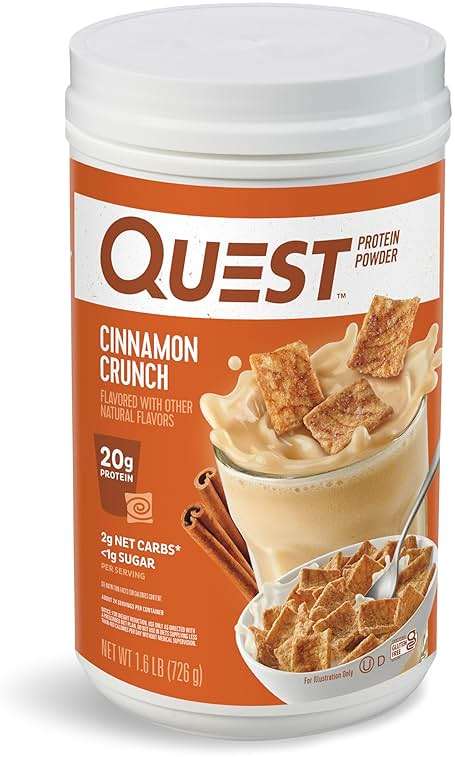 Quest Nutrition Cinnamon Crunch Protein Powder, 20g Protein, 2g Net Carb, 1g Sugar, Low Carb, Gluten Free, 1.6 Pound, 24 Servings - Image 1