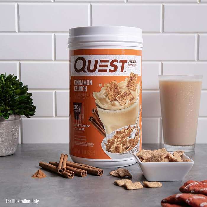 Quest Nutrition Cinnamon Crunch Protein Powder, 20g Protein, 2g Net Carb, 1g Sugar, Low Carb, Gluten Free, 1.6 Pound, 24 Servings - Image 4