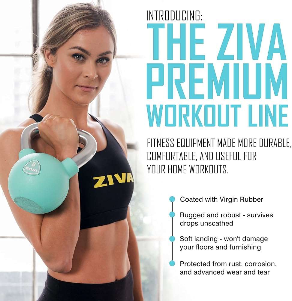 ZIVA Premium Functional Training Kit – 6 lb Medicine Ball, 15 lb Kettlebell & Speed Jump Rope for Strength, Core, Agility & Cardio – Full Home Workout Set in Turquoise - Image 2