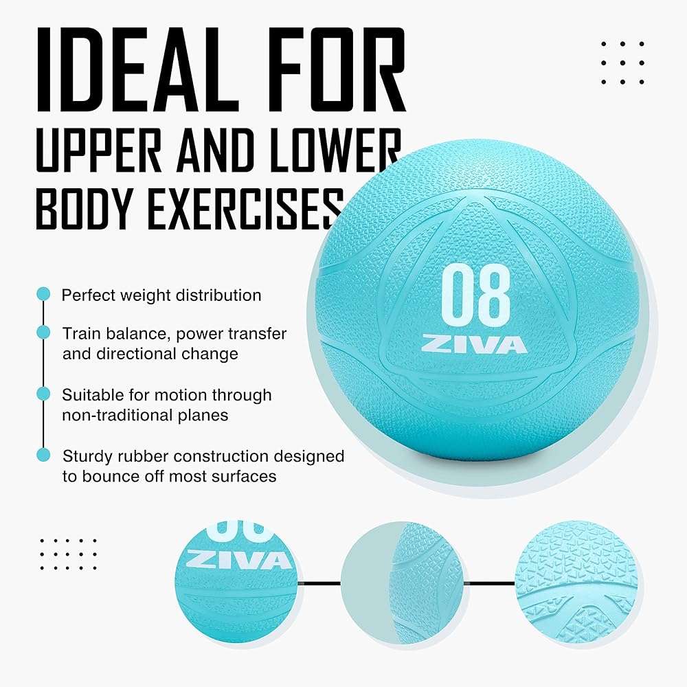 ZIVA Premium Functional Training Kit – 6 lb Medicine Ball, 15 lb Kettlebell & Speed Jump Rope for Strength, Core, Agility & Cardio – Full Home Workout Set in Turquoise - Image 7