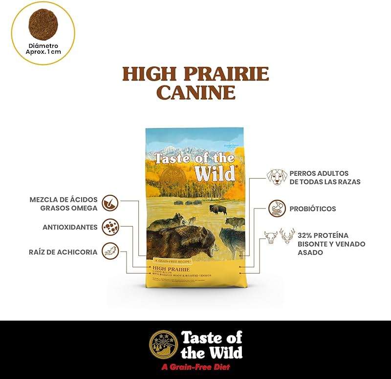 Taste of the Wild High Prairie Canine Grain-Free Recipe with Roasted Bison and Venison Adult Dry Dog Food, Made with High Protein from Real Meat and Guaranteed Nutrients and Probiotics 28lb - Image 4