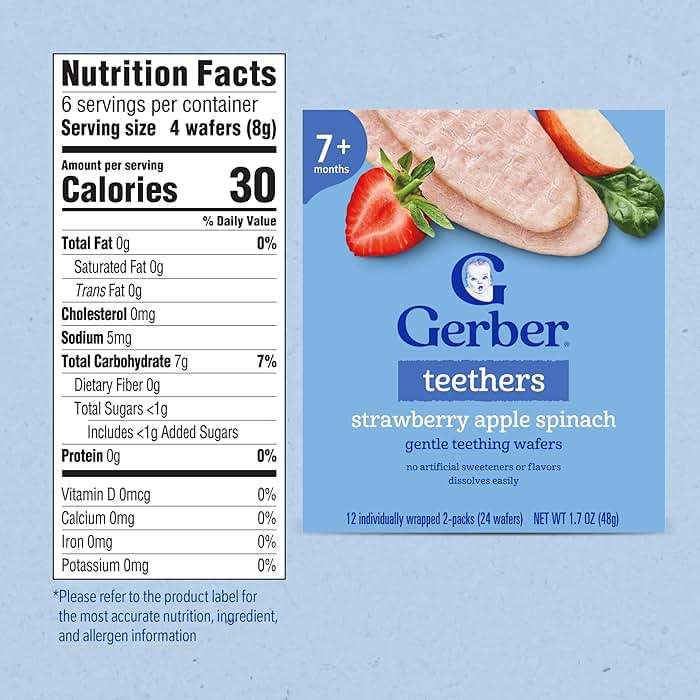 Gerber Teethers, Strawberry Apple Spinach Gentle Teething Wafers, Baby Teething Snacks, 6PK - Image 2