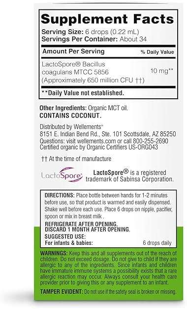 Wellements Organic Baby Probiotic Drops (0.25 Fl Oz) - Digestive & Immune Support for Infants - Toddler Probiotic Helps with Newborn+ Gut Health, Gas, Constipation & Colic Support - Preservative Free - Image 7