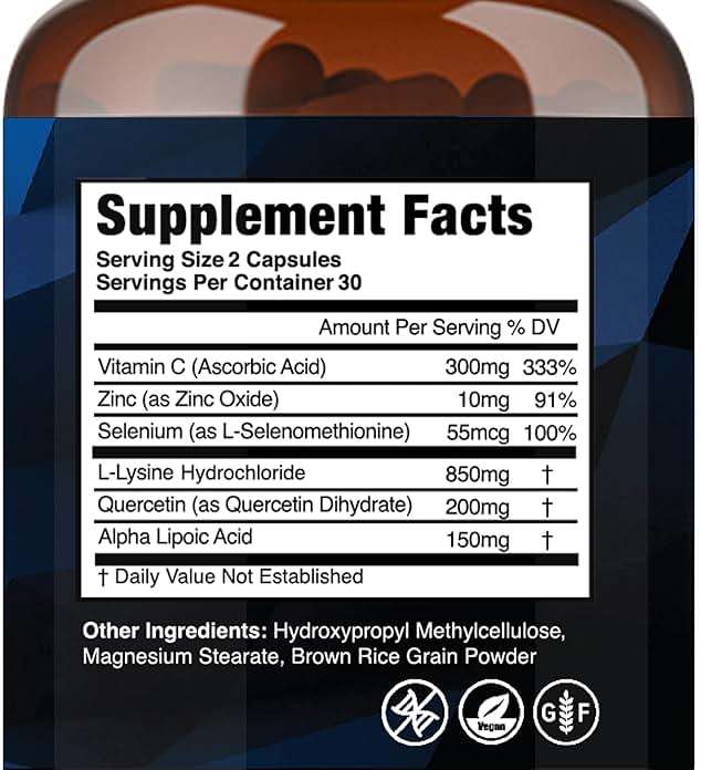 Cold Sore Shield | Daily Cold Sore Supplement Including L-Lysine & Natural Defense Ingredients | Around The Clock Support | 60 Count | Made in The USA - Image 2