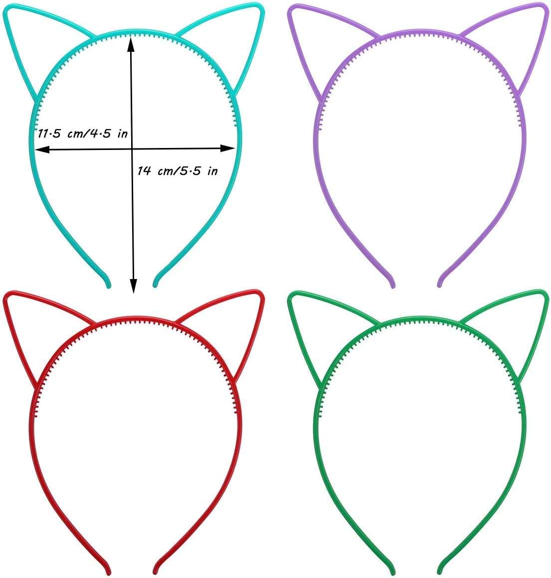Tbestmax 24 Cat Ear Headbands Plastic Hairbands Hair Hoops Party Costume Daily Decorations Bunny Cat Bow Headwear Accessories for Women Daily Wearing and Party Decoration - Image 2