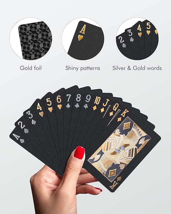 BIERDORF Diamond Waterproof Black Playing Cards, Poker Cards, HD, Deck of Cards (Black) - Image 4