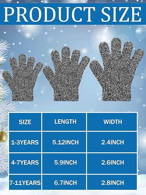 EBOOT 3 Pairs Winter Knit Gloves for Kids Stretchy Full Finger Fluffy Mittens for Toddler Boys Girls 1-11 Years - Image 3