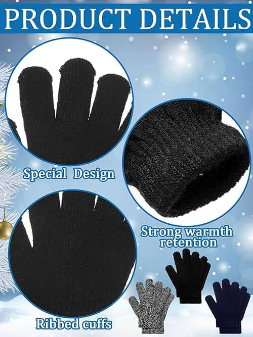 EBOOT 3 Pairs Winter Knit Gloves for Kids Stretchy Full Finger Fluffy Mittens for Toddler Boys Girls 1-11 Years - Image 5