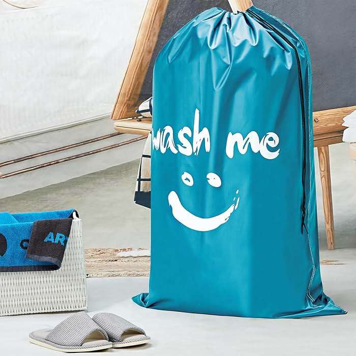 HOMEST 2 Pack XL Laundry Bags 28" x 40", Extra Large Dirty Clothes Organizer Holds 3-4 Loads, Machine Washable Drawstring Laundry Bag for Dorm, Camp, Laundromat, Family, Travel, Gray & Sky Blue - Image 2