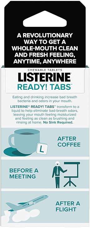 Listerine Ready! Tabs Chewable Tablets with Clean Mint Flavor, 24 Tablets (3 x 8 Tablet Blister Pack) - Image 2
