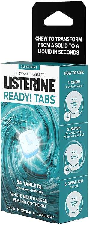 Listerine Ready! Tabs Chewable Tablets with Clean Mint Flavor, 24 Tablets (3 x 8 Tablet Blister Pack) - Image 9
