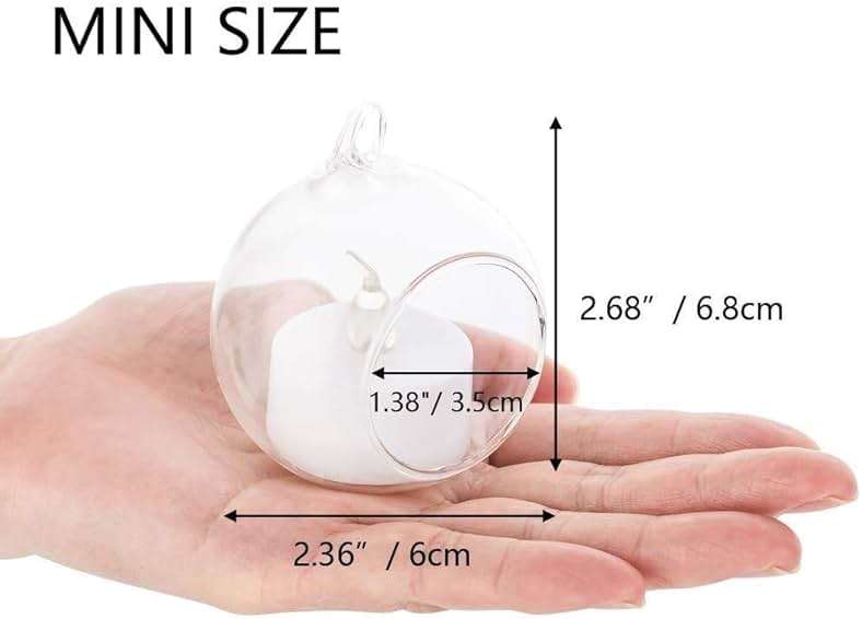 Sziqiqi Hanging Glass Globes Orbs Tea Light Candle Holders with Flameless LED Tealight for Wedding Ornaments, Wedding Birthday Christmas Party Centerpiece Accessory 2.36inch 30pcs +6 Extra - Image 3