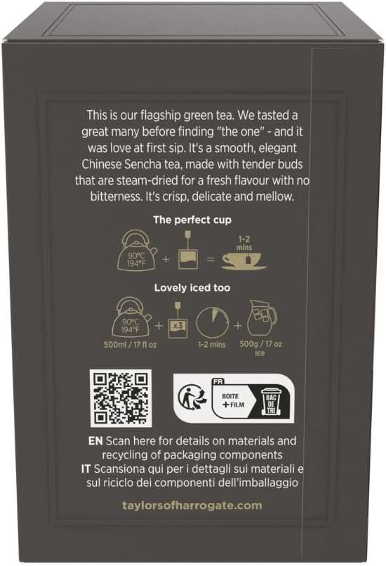 Taylors of Harrogate Pure Green Tea, Individually Wrapped Bags, 20 Count (Pack of 1), Delicate, Mellow and Crisp, Caffeinated, Enjoy Hot or Iced, 20 Teabags - Image 4