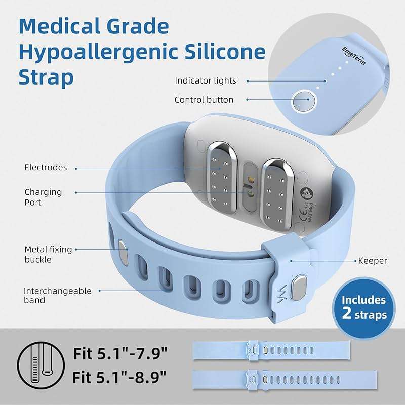 EmeTerm Fashion FDA-Cleared Relieve Nausea Electrode Stimulator Morning Sickness Motion Travel Sickness Vomit Relief Rechargeable No Gel Drug Free Wrist Bands Without Side Effects - Image 6