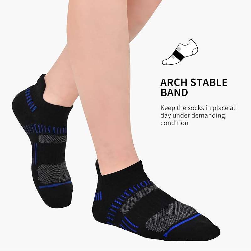 COOPLUS Mens Ankle Socks Athletic Cushioned Breathable Low Cut Tab With Arch Support - 6 Pairs - Image 3