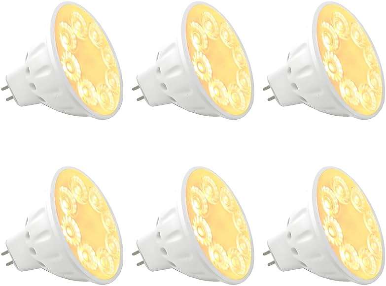Makergroup MR16 LED Bulbs, Landscape Low Voltage Spotlights, 35W/50W Halogen Replacements. 5W Warm White 2700K-3000K 12V Gu5.3 Bi-pin Base for Outdoor Accent Lighting Indoor Track Lights 6-Pack - Image 1