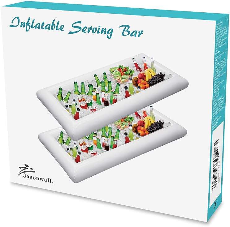 Jasonwell Inflatable Serving Bars Ice Buffet Salad Serving Trays Food Drink Holder Cooler Containers Indoor Outdoor BBQ Picnic Pool Party Supplies Luau Cooler w Drain Plug - Image 7