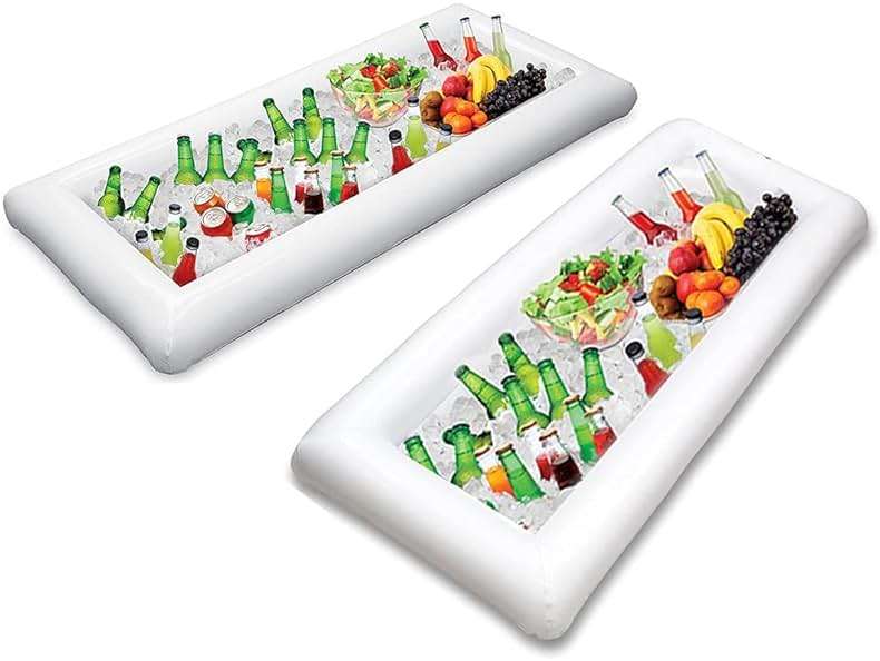 Jasonwell Inflatable Serving Bars Ice Buffet Salad Serving Trays Food Drink Holder Cooler Containers Indoor Outdoor BBQ Picnic Pool Party Supplies Luau Cooler w Drain Plug - Image 8