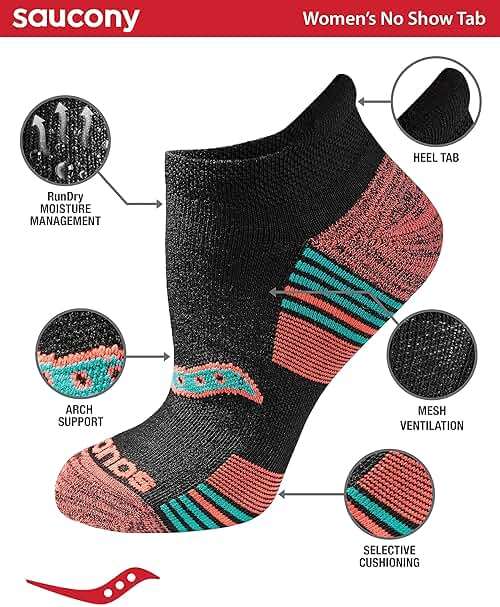 Saucony Women's RunDry Performance Heel Tab Athletic Socks, Available in S-L (8, 16, 24 Pairs) - Image 2