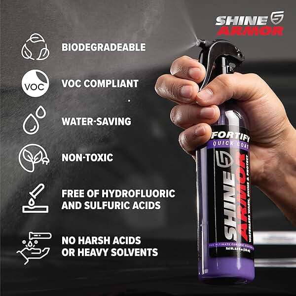 Car Wax Spray and Ceramic Coating for Cars - 3 in 1 Waterless Car Wash and Detailing - Quick Effect Coating Agent for Car - High Gloss Car Coating Spray, Shiny Car Stuff by Shine Armor - 8FlOz - Image 2