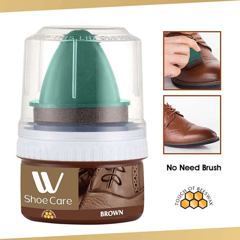 WBM Shoe Cream Polish, Professional Leather Polish for Shoes, Furniture & Jackets | Brown Shoe Cleaner - 50 ml - Image 3