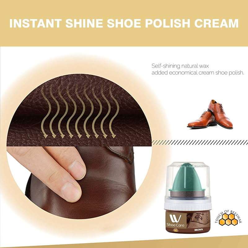 WBM Shoe Cream Polish, Professional Leather Polish for Shoes, Furniture & Jackets | Brown Shoe Cleaner - 50 ml - Image 10