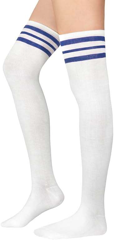 Zando Womens Stripes Thigh High Socks Thigh Highs Casual Knee High Stockings - Image 3