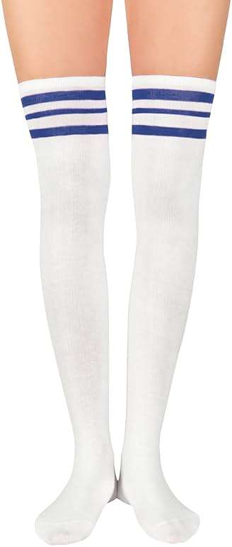 Zando Womens Stripes Thigh High Socks Thigh Highs Casual Knee High Stockings - Image 4