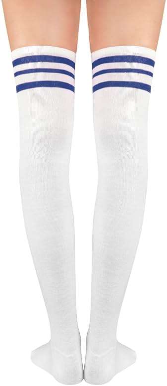 Zando Womens Stripes Thigh High Socks Thigh Highs Casual Knee High Stockings - Image 5